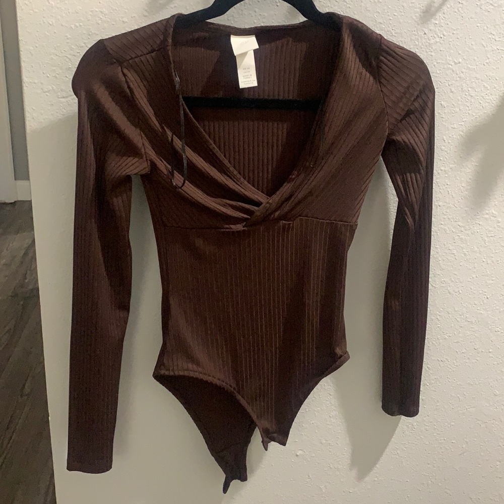 Brown body suit blouse